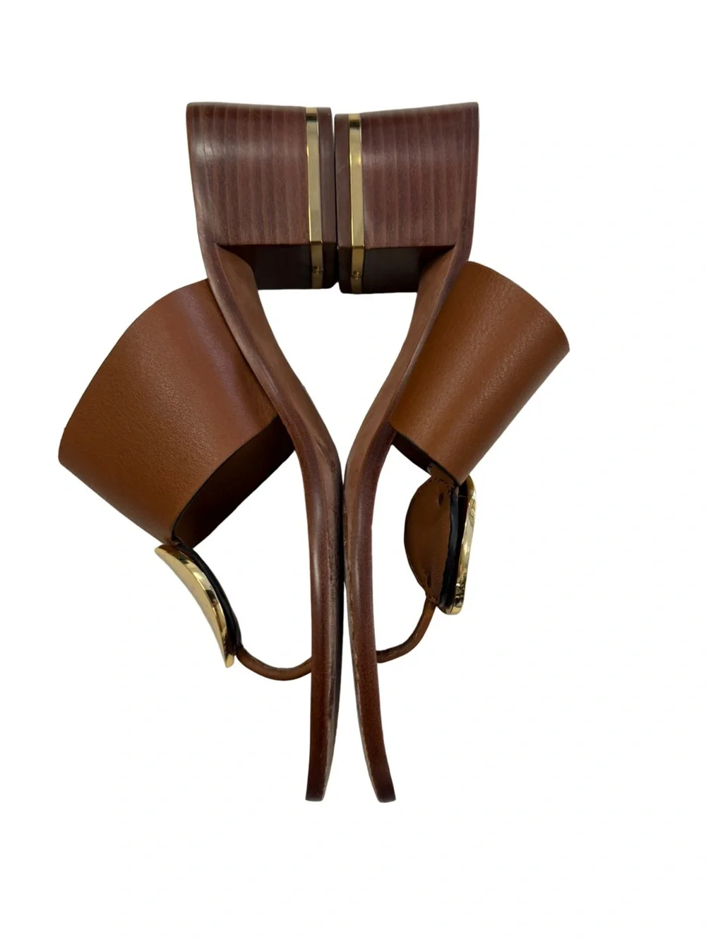 TORY BURCH Patos Disk Leather Sandals Mou Brown Size 9
